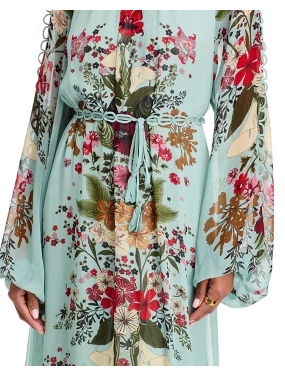 FARM Rio Mint Floral Long Sleeve Maxi Dress - Picture 6 of 9
